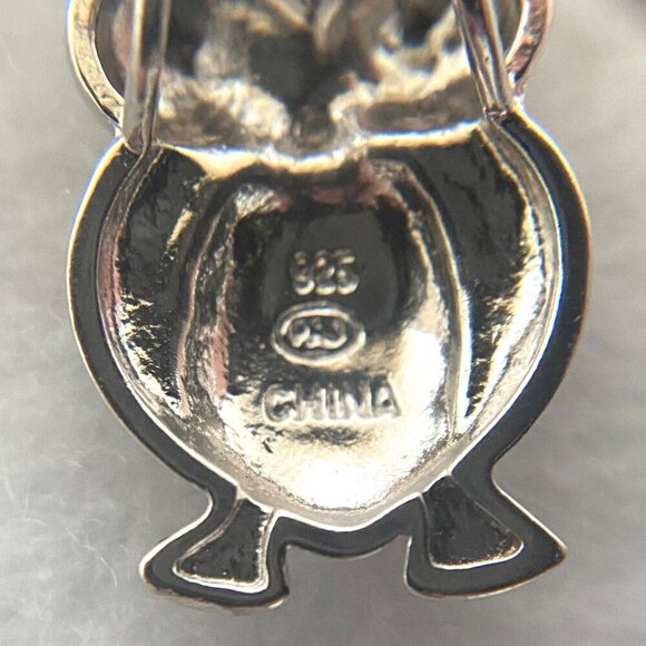 Sterling Silver 925 Black White Owl Single Diamond Pendant Necklace 18" Chain - Picture 9 of 16